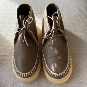 Free people NEW Laidback London Shenje Low Crochet Ankle LeatherTaupe Boot 🌈❤️